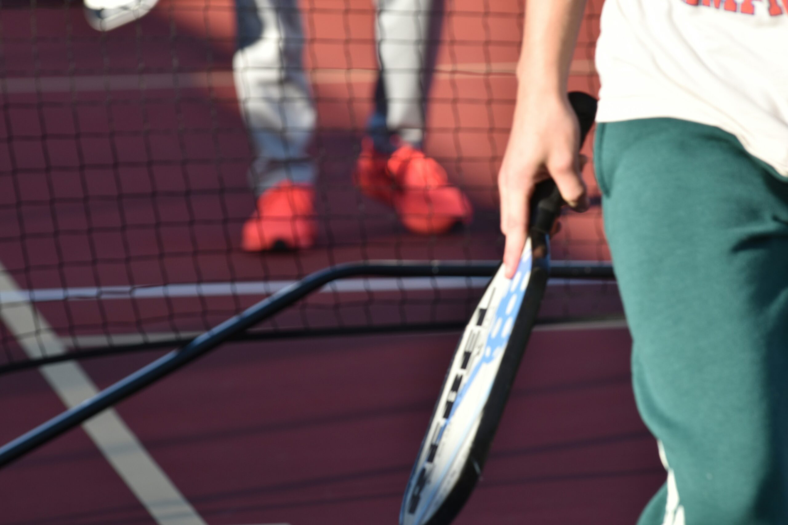 An image of how to hold a pickleball paddle.